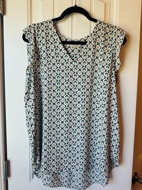 LOFT Sleeveless V-Neck Geometric Tunic - multicolored